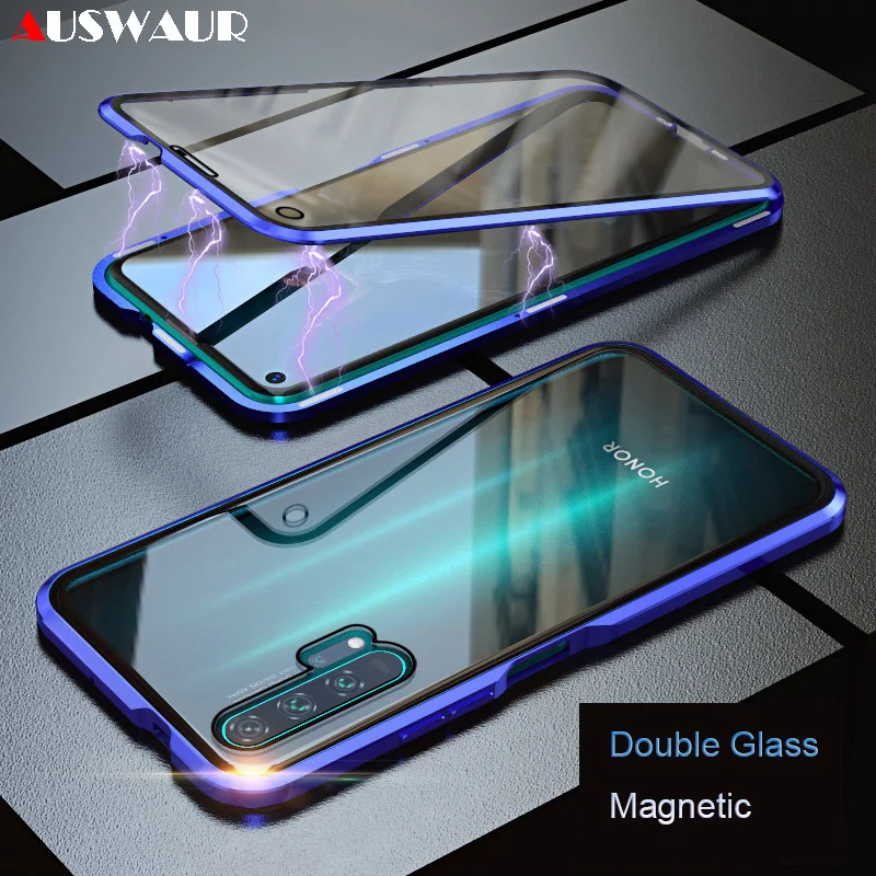 Двойной Магнитный чехол для телефона из закаленного стекла для huawei Nova 2 3 4 5 6 I E SE Maimang 6 7 8 P Smart Z Plus Pro