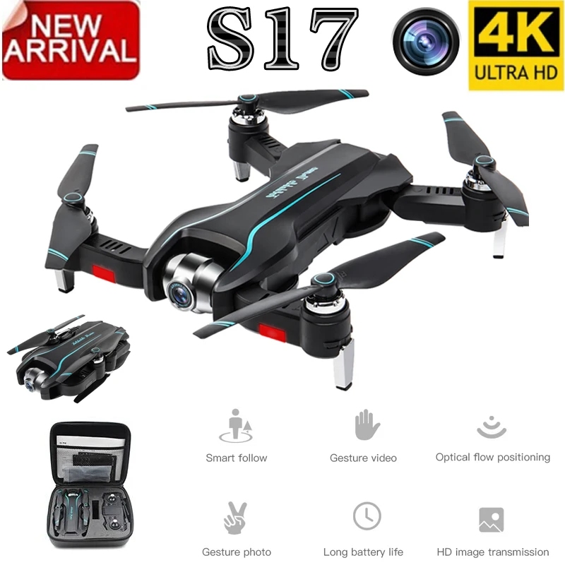 Новый Дрон S17 RC 4k с двойной камерой оптический поток HD один ключ регулируемая