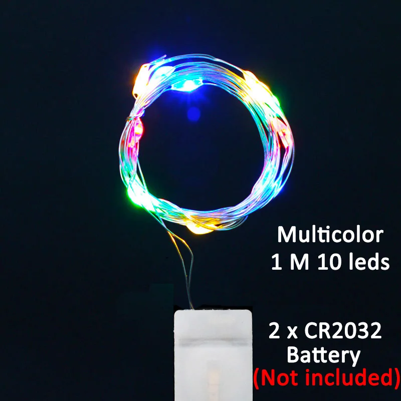 1m 10led multicolor 5 м медная проволока светодиодный светящаяся гирлянда с Рождеством украшение для дома рождественские украшения Новогодний Рождественский Декор дерево - Цвет: 1m 10led multicolor