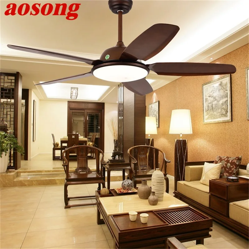 

AOSONG Modern Ceiling Fan With Lamp With Remote Control 3 Colors LED Fan Light for Home Dining Room Bedroom Restaurant