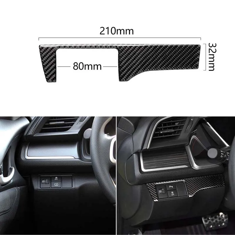 

Car Carbon Fiber Headlight Buttons Panel Cover Trim fit For Honda Civic X 2016-2018