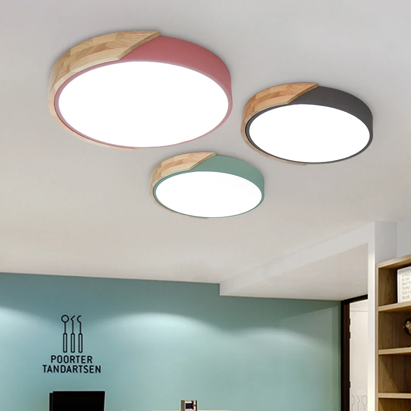 Modern Acrylic Ceiling Lights Nordic Minimalism Wooden Cafe Kitchen Ceiling Lamp Dinning Room Ceiling Light Lustre Room Lighting