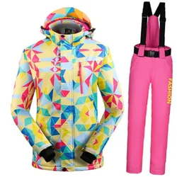 Ski Suit Women Men Winter Active Wear Snowboard Hoodie Jacket Pants Set Waterproof Skis Warm Breathable Snowsuit Pants