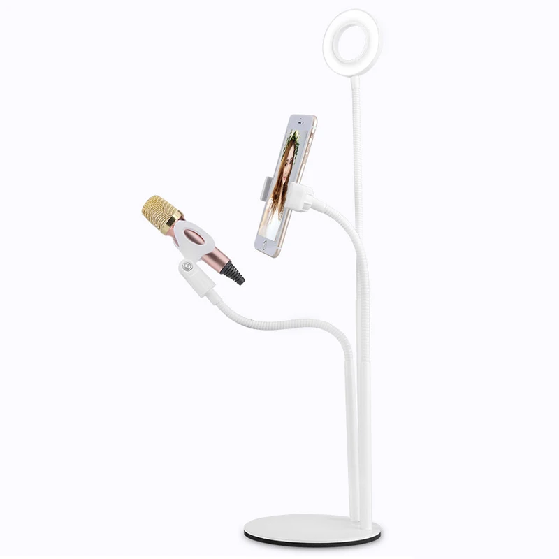 

2 in1 Live Broadcast Stand Cell Phone Holder with Selfie Ring Light for Live Stream 3-Level Brightness Web Class Support