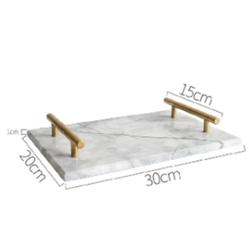 

Nordic Style Gold-Plated Handle Ceramic Marble Tray Storage Tray Storage Board Cake Dessert Plate Sushi Plate Jewelry Display Tr