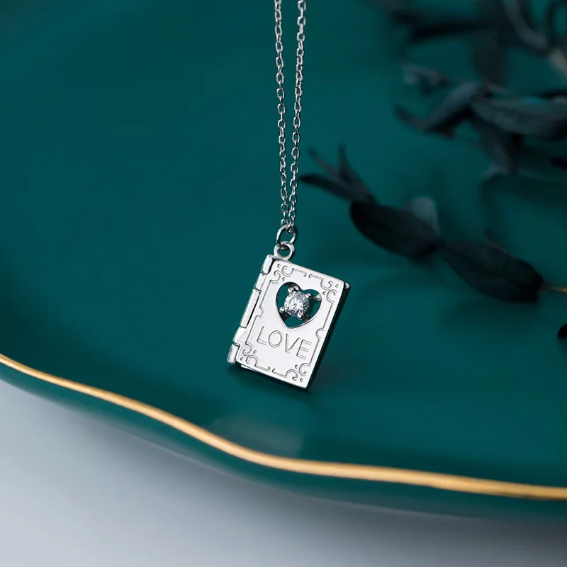real Sterling Silver 925 Fine Jewelry heart love letter Pendant Necklace GTLX1958
