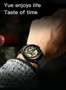 

Luxury Automatic Mechanical Watch Men's Skeleton Gold Steel Stainless Wristwatch