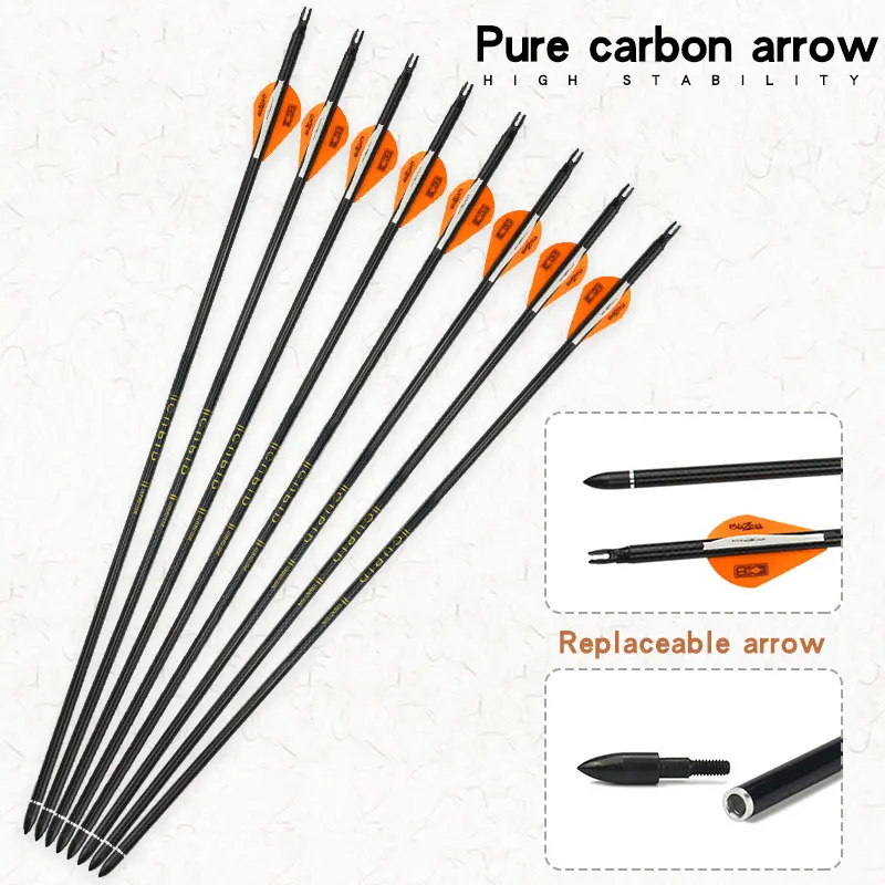 

6/12/24pcs Carbon Arrow for Recurve/Compound Bow Archery Accessories Hunting And Shooting Archery Target Longbow Practice Arrows