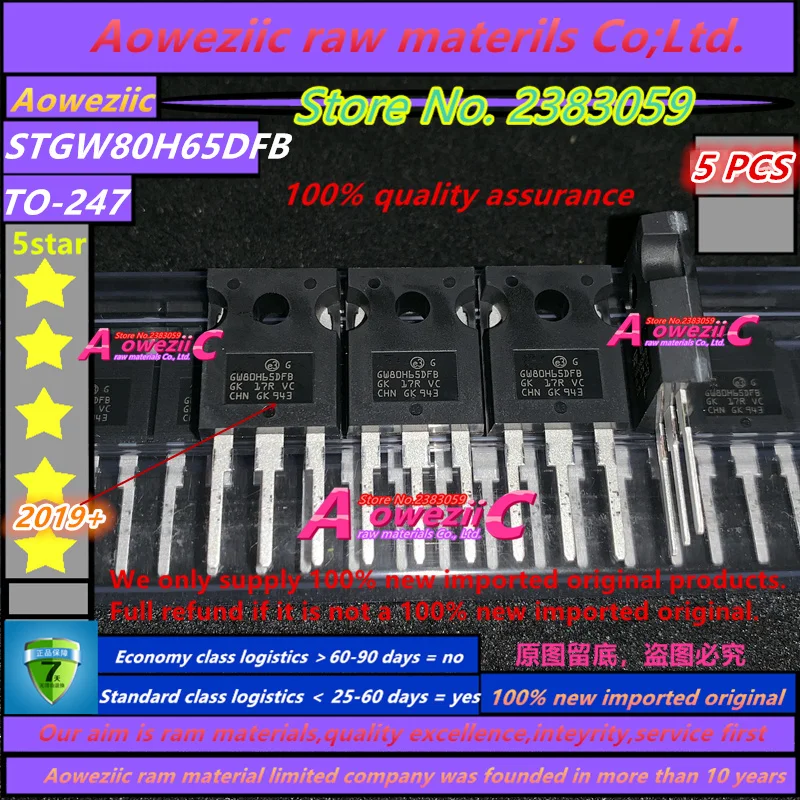 Aoweziic 2019 + 5 шт. 100% новый импортный оригинал STGW80H65DFB GW80H65DFB TO-247 IGBT изолированные