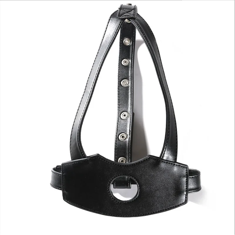 

Sleeve Mask Stopper Female Toys Binding Scream Leather Deep Throat Torture Mask Adult Supplies Agent