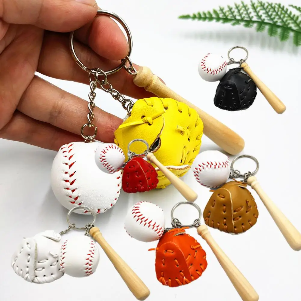 2Pcs Baseball Key Holders Three-dimensional Pendant Decorations Creative Keychain Toy Home Storage