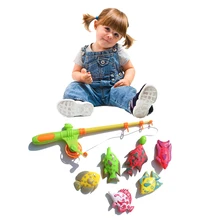 7 шт., детская Магнитная удочка, рыба, модель игрушки, захват, игра, ванна, Интерактивная игрушка, цвет, Случайная