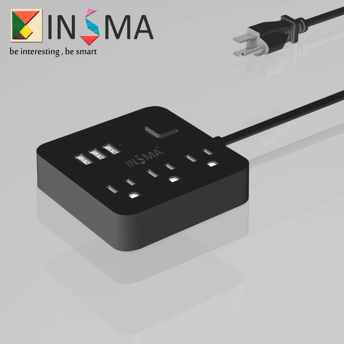 5 в 3 А силовое гнездо для шнура удлинителя 3 USB силовой полосы 3 розетки адаптер США розетка настенное зарядное устройство адаптер док-станция для домашнего офиса - Цвет: Черный