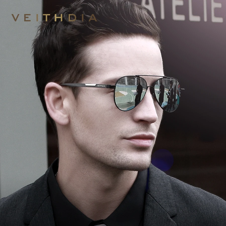 VEITHDIA Men's Aluminum Magnesium Sunglasses Photochromic Sunglasses Polarized UV400 Lens Eyewear Accessories Male For Men 6699