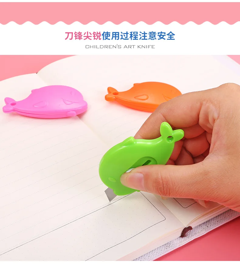 Small Creative Candy-Colored Knife Whale Modeling Students Cute Portable Mini Paper Cutter Convenient Box Opener