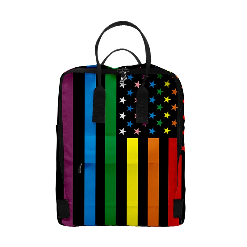 

LGBT Rainbow Flag Lesbians Gays Backpacks Men Women School Bag Multi Pocket Travel Bag 3D Teenage Notebook Backpack Shoulder Bag