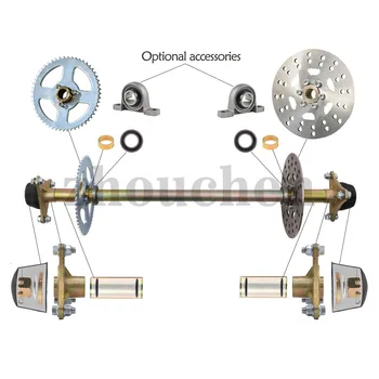 

Go Kart Rear Axle Kit Brake Hub Disc Rotor T8F Chain Sproket Brake Assembly Master Cyclinder Wheel Hub Set Assembly