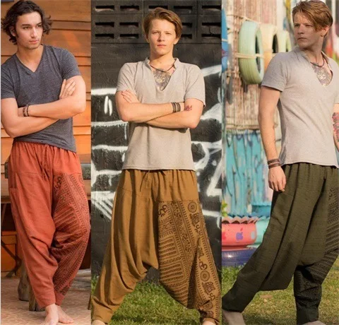 

India Nation Leisure Time Real Concise India Tourism Bound Feet Loose Trousers indian dress kurta men set