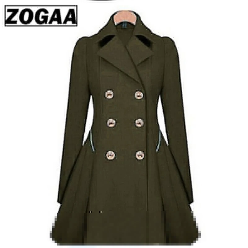 ZOGAA Plus Size Women Trench Coat Autumn Fashion Women's Double Breasted Windbreaker Coats Causal Ladies Long Trench Coat Female