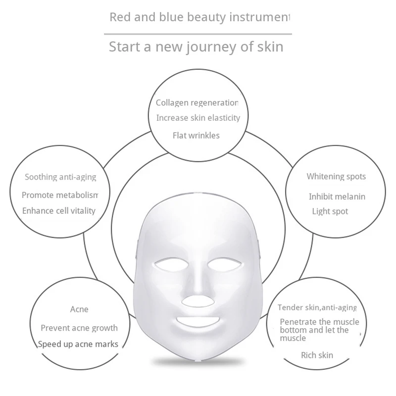  Led Mask Infrared Whitening Mask For Face Colorful Light Rejuvenation Freckle Removing Wrinkle Devi - 4000598792446