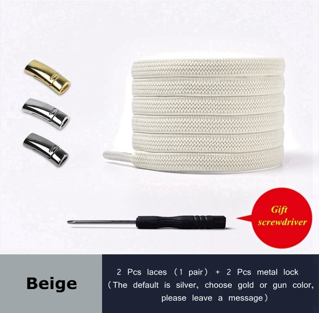 2021 New Magnetic Shoe laces Elastic No tie Shoelaces for Sneakers 24 Color Lazy Shoelace Lock One Size Fits All Kids & Adult Beige