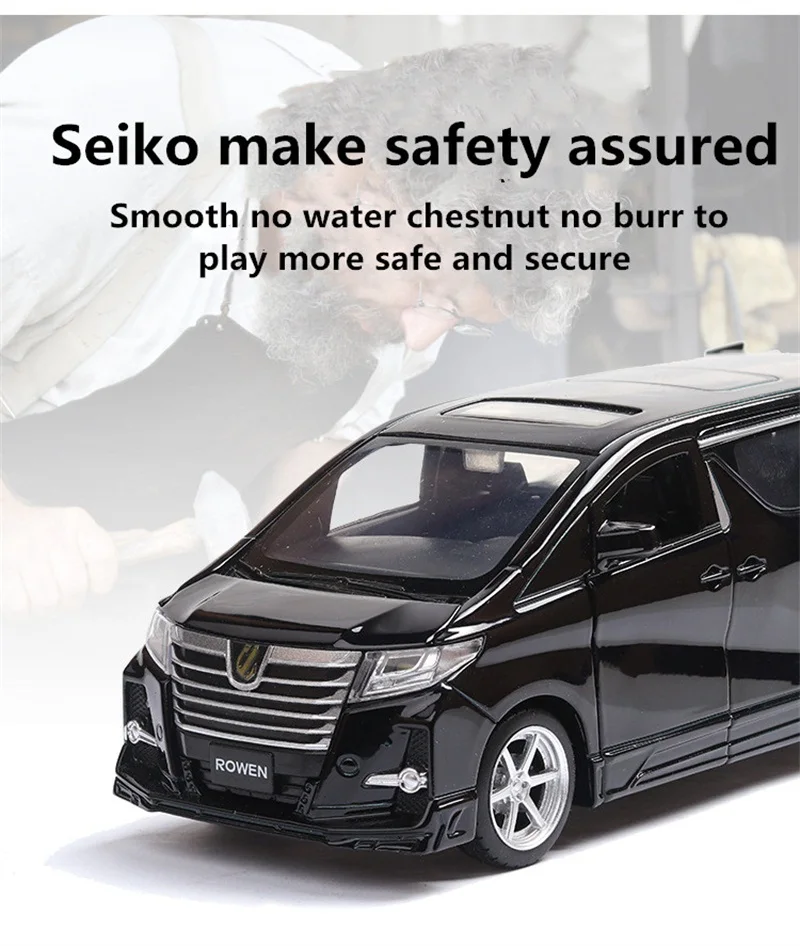 1:32, Toyota Alphard MPV, модель автомобиля из сплава, модель 4, открытая дверь со звуком, светильник, детские игрушки, подарки на Рождество, день рождения
