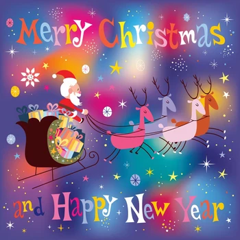 

Laeacco Photo Backdrops Baby Cartoon Santa Clause Christmas Sledge Happy New Year Poster Party Photo Background Photo Studio