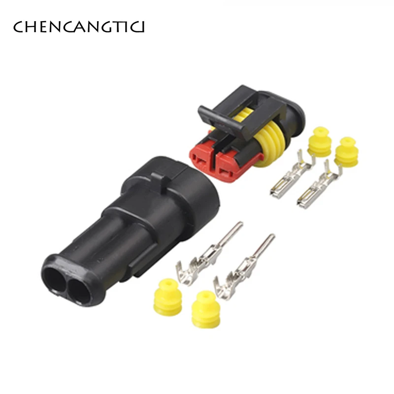 1 Set 2 Pin Amp Superseal Waterproof Electrical Connector Automotive ...