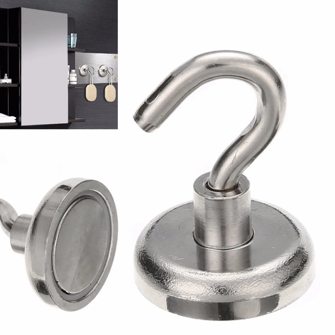 

1pc Silver Magnetic Hook 32mm Diameter 25kg Vertical Pull Force Mayitr Powerful Neodymium Magnet Super Strong Hold