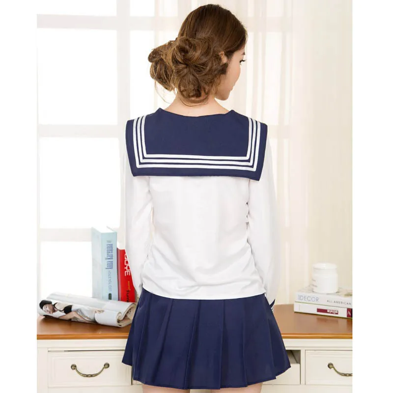 Школьная форма для девочек, аниме, косплей, Матросская форма, 7 цветов, японский стиль, Jk, корейский топ+ галстук+ юбка, темно-синий, для студентов, черлидер