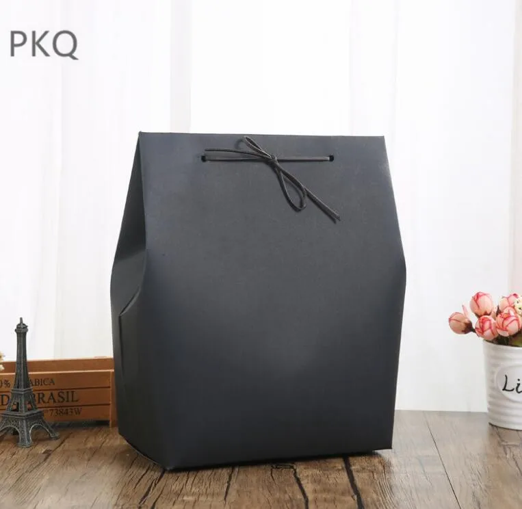 20pcs Kraft Gift Box White/Black Paper Packaging Bag Wedding Party Wrapping Supplies Clothes Storage Present Box 18x11.5x24.5cm - Цвет: black