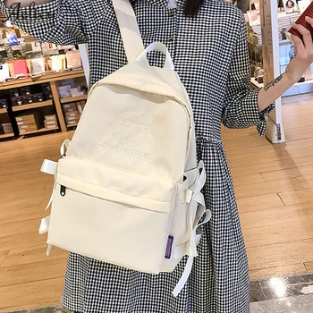 

Aelicy Ladies fashion ribbon strap canvas flower color zipper leisure travel bag large capacity travel couple bag backpack