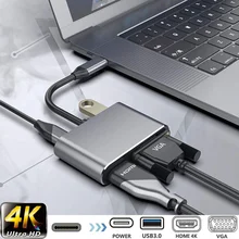 Адаптер Tonbux USB 3,0 C HDMI VGA type C To HDMI 4K HD 4 в 1 адаптер аудио-видео конвертер для samsung Galaxy S10 huawei