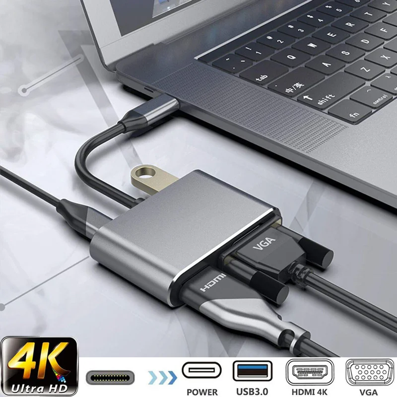 Адаптер Tonbux USB 3 0 C HDMI VGA type To 4K HD 4 в 1 адаптер аудио видео конвертер для samsung Galaxy S10