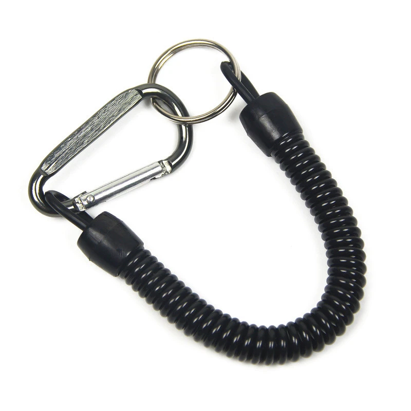 1Pcs Fishing Lanyard Spring Rope Fishing Trackle Tools with Camping Carabiner 7 Colors fishing tools,fishing tool,fishing accessories,fishing tackle