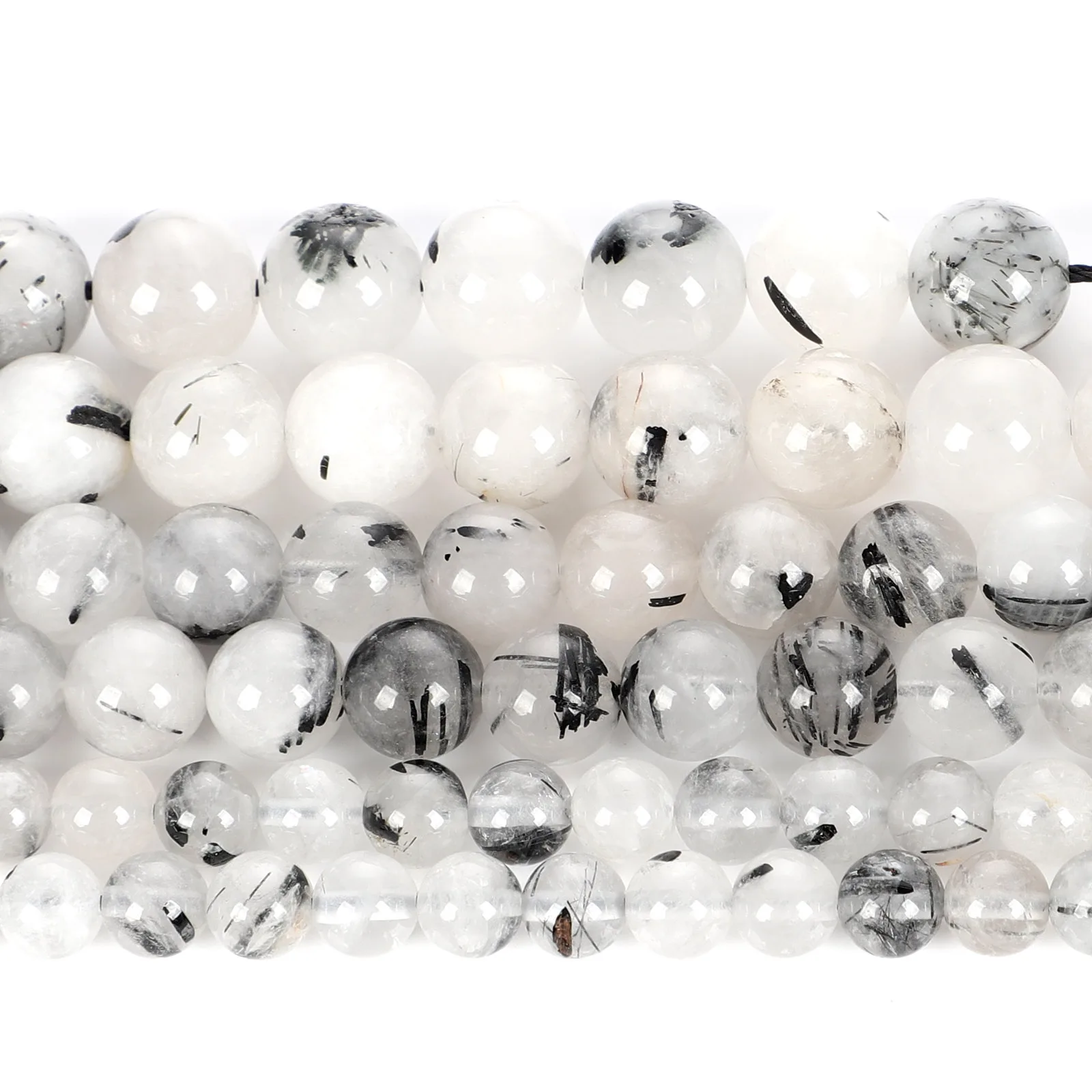 4 6 8 10 12mm Round Black Hair Crystal Natural Stone Beads For Jewelry Making DIY Loose Spacer Bracelet Necklace Handmade | Украшения и