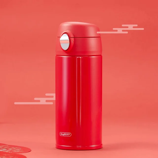 Red Xiaomi BergHoff, термос из нержавеющей стали, Мини Портативная Вакуумная бутылка, 350 мл, вакуумная колба, 12 ч, термос, чашка, легкая кружка для путешествий - Цвет: Red