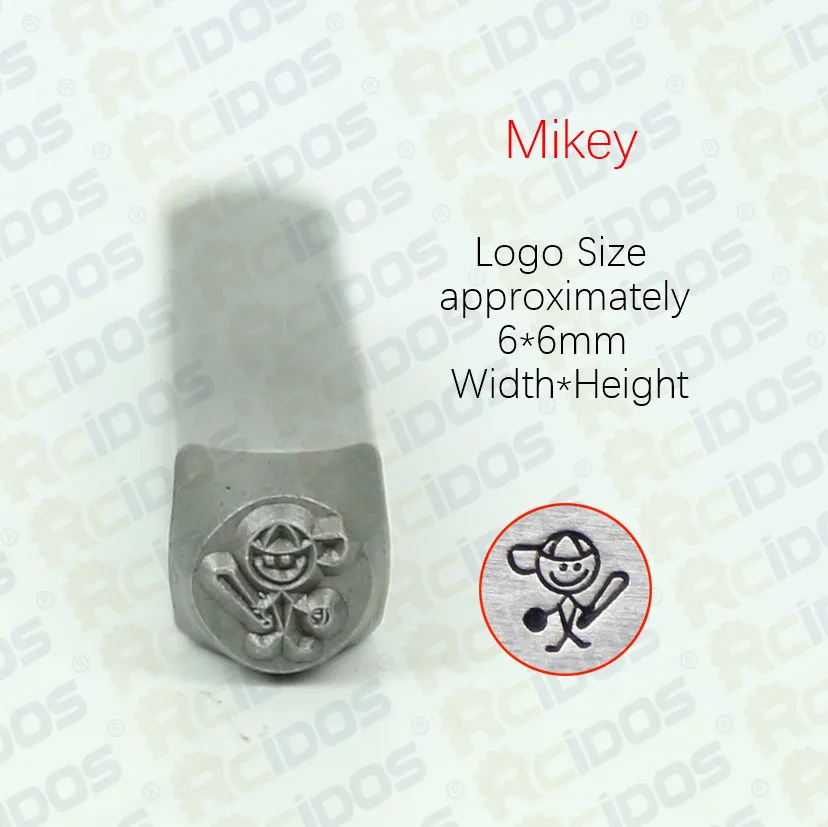 Мальчик/Abby/Sara/Mikey Stick рисунок дизайн металлические ювелирные изделия марки, DIY браслет Символ Стальной штамп, 6 мм