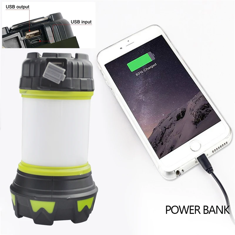 Out Camp Lamp LED Camping Light USB Rechargeable Flashlight Dimmable Spotlight Work Light Waterproof Searchlight Emergency Torch