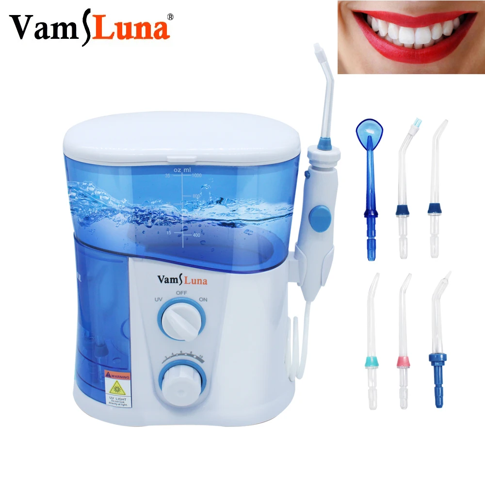 Tanie Flosser irygator wodny irygator do zębów do zębów Brace Clean 1000ml irygator doustny z 7 wielofunkcyjnymi końcówkami Jet dla rodziny