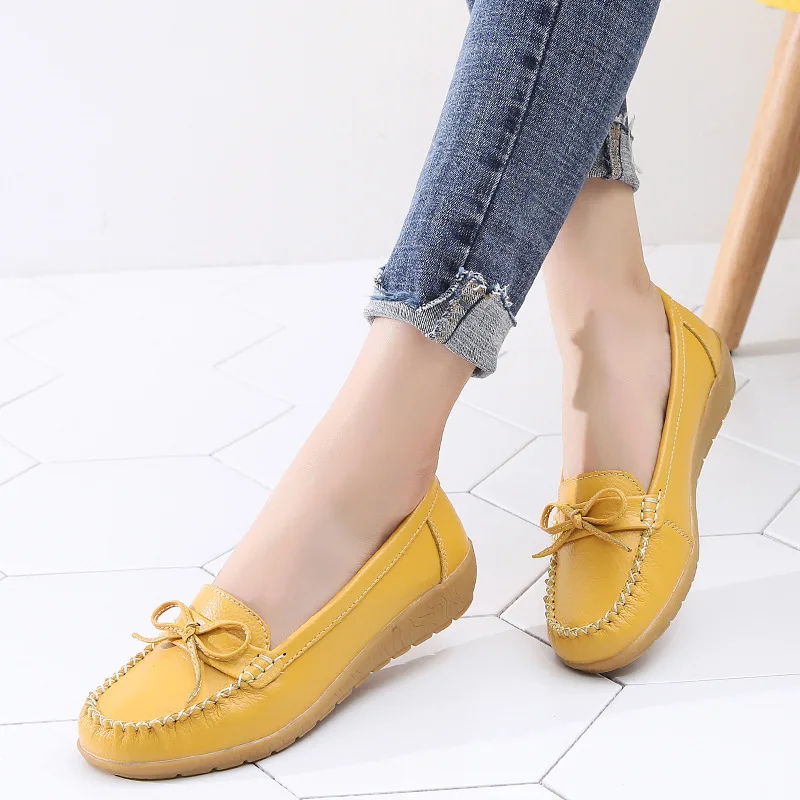 

Large Size WOMEN'S Genuine Leather Shoes Casual Butterfly Moccosins Foot Covering Mom Shoes