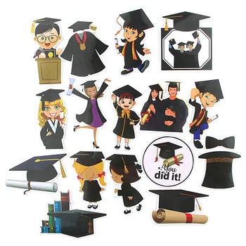 

15Pcs Graduation Season Photo Props Stickers Guitar Suitcase Laptop Sticker Set Grad Congratulation Decal Decoration Combination