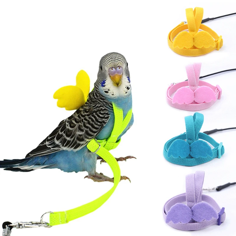 Yellow TBWHL Adjustable Parrot Bird Harness Leash Set Anti-bite Training Harness for Parrots Outdoor Flying Rope for Cockatiel Small Birds