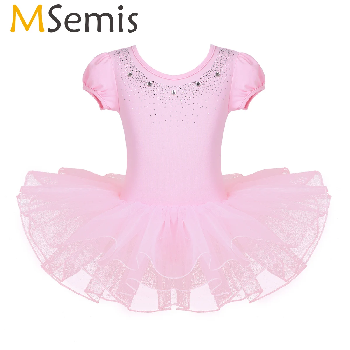 MSemis для маленьких девочек Стразы с воздушными рукавами платье-пачка балетное