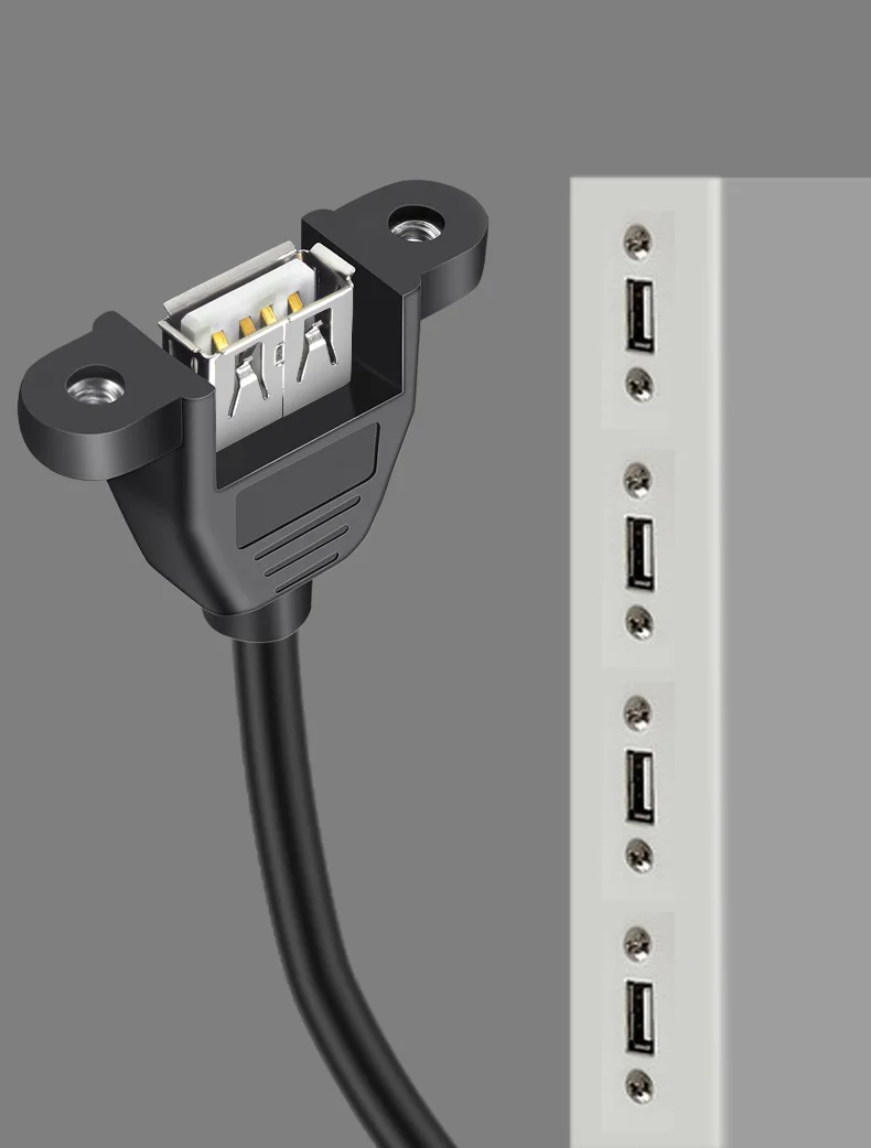 USB2.0 Extension Cable with Screw Holes - Male to Female for Secure Fixing in Chassis, Cabinet, or Baffle Description Image.This Product Can Be Found With The Tag Names Computer Cables Connecting, Computer Peripherals, PC Hardware Cables Adapters, Screw holes