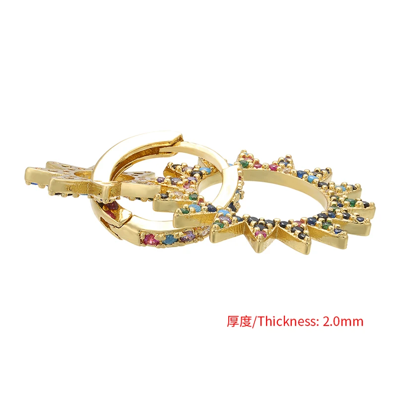 ZHUKOU 21x37mm high quality explosion small sun earrings crystal brass earrings for women& girls jewelry decoration model: VE75