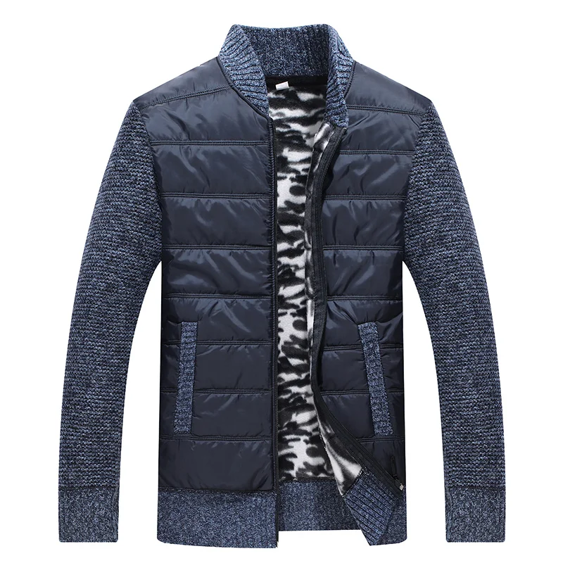 Men's Coats Clothes Knitted Cardigan Sweater Winter Male Stand Velet Patchwork Casual Knitwear Oversized Windbreak Sweater Man Men's Coats Clothes Knitted Cardigan Sweater Winter Male Stand Velet Patchwork Casual Knitwear Oversized Windbreak Sweater Man
