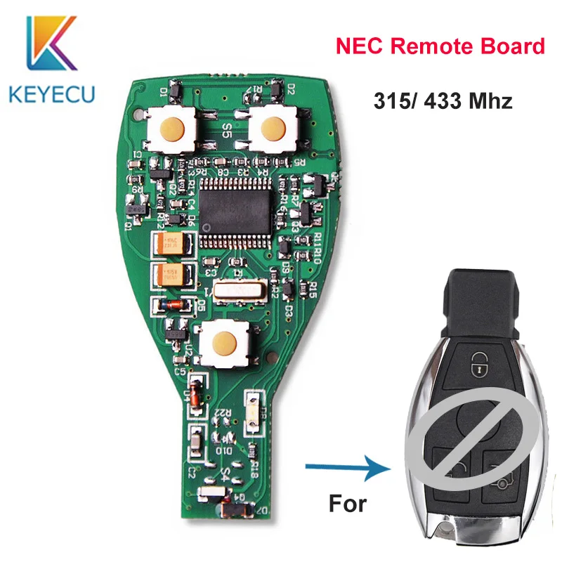

KEYECU for Mercedes-Benz NEC Remote Board for Benz BGA Smart Remote Car Key Board Fob 315Mhz/433MHz (Fits Key Be Opened on Back)