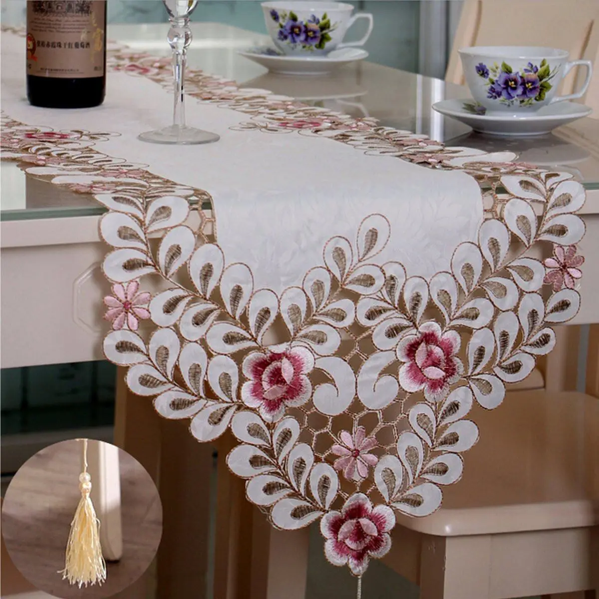 Fashion Flower Table Runner Tables Cloth Cover Mat Tablecloth Wedding Party Supplies Home