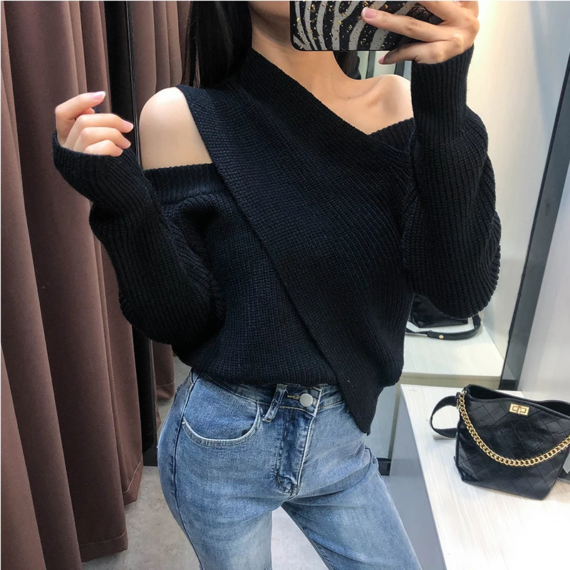 Пуловер ограничено по времени, акриловое пончо Blusas De Inverno Feminina, новинка, женский свитер с открытыми плечами, сексуальный Свободный женский свитер